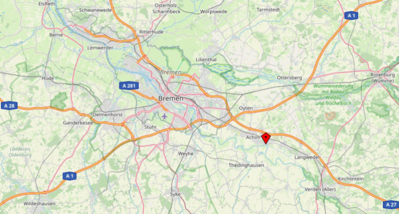 Map Straßenkarte Großraum Bremen